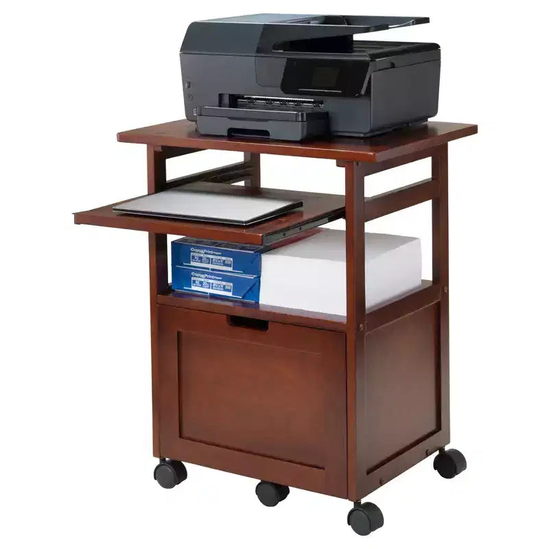 Support d'imprimante Piper Noyer - Winsome : Meubles de bureau modernes du milieu du siècle, Composite MDF, Capacité 22,7 kg