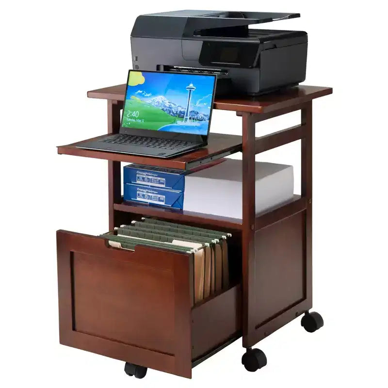 Support d'imprimante Piper Noyer - Winsome : Meubles de bureau modernes du milieu du siècle, Composite MDF, Capacité 22,7 kg