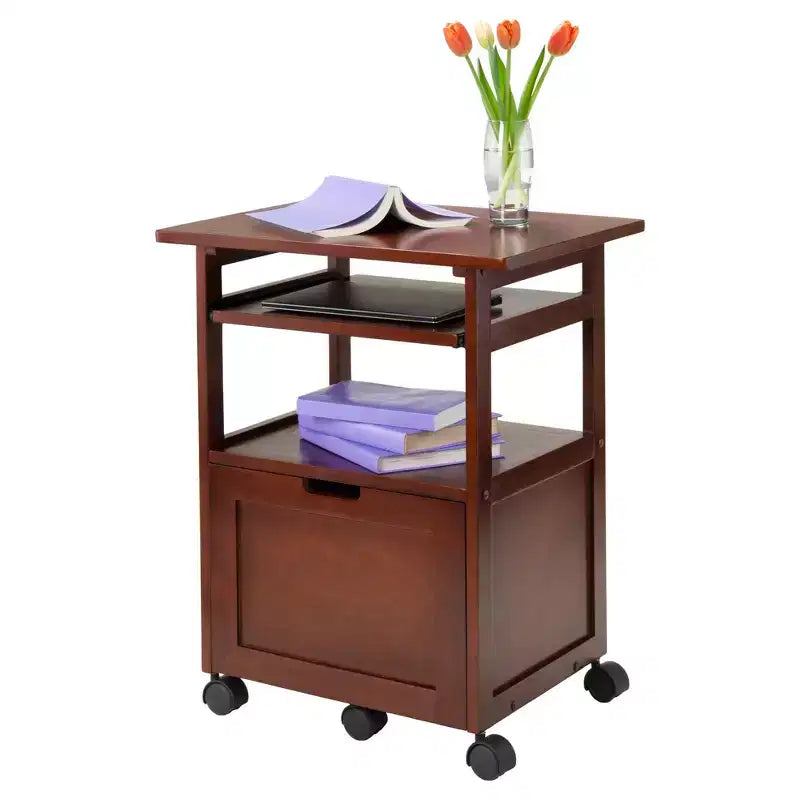 Support d'imprimante Piper Noyer - Winsome : Meubles de bureau modernes du milieu du siècle, Composite MDF, Capacité 22,7 kg