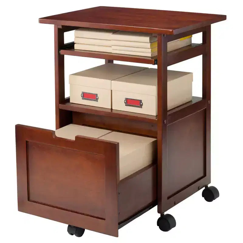 Support d'imprimante Piper Noyer - Winsome : Meubles de bureau modernes du milieu du siècle, Composite MDF, Capacité 22,7 kg