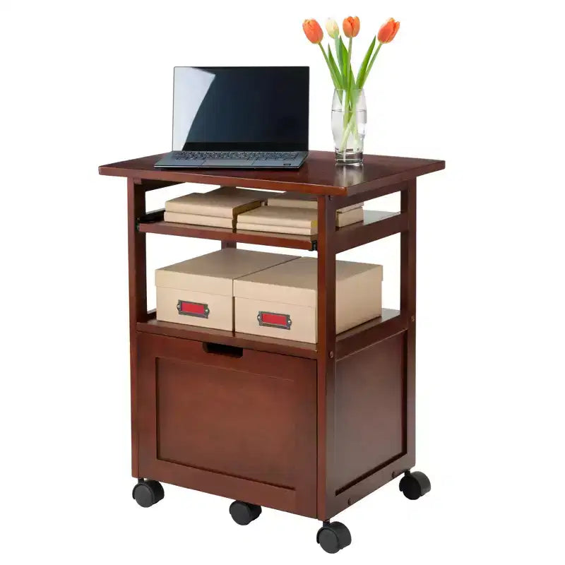 Support d'imprimante Piper Noyer - Winsome : Meubles de bureau modernes du milieu du siècle, Composite MDF, Capacité 22,7 kg