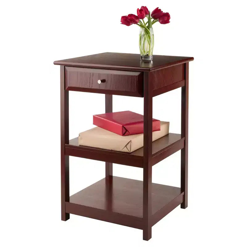 Winsome 30.71" Delta Printer Stand Walnut: Meubles de bureau Mid-Century Modern, 2 étagères et nettoyage ciblé