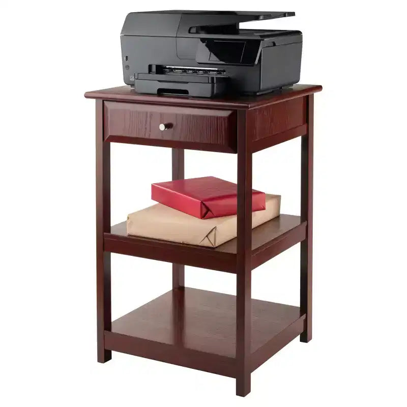 Winsome 30.71" Delta Printer Stand Walnut: Meubles de bureau Mid-Century Modern, 2 étagères et nettoyage ciblé