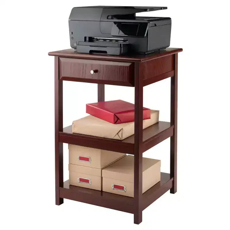 Winsome 30.71" Delta Printer Stand Walnut: Meubles de bureau Mid-Century Modern, 2 étagères et nettoyage ciblé
