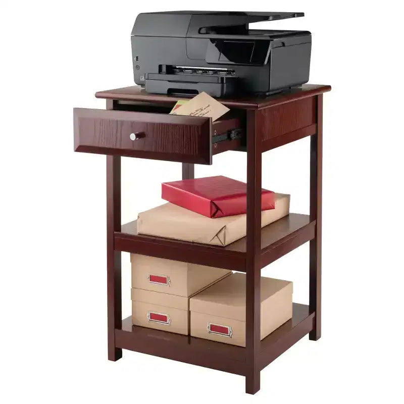 Winsome 30.71" Delta Printer Stand Walnut: Meubles de bureau Mid-Century Modern, 2 étagères et nettoyage ciblé