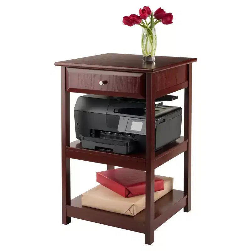 Winsome 30.71" Delta Printer Stand Walnut: Meubles de bureau Mid-Century Modern, 2 étagères et nettoyage ciblé