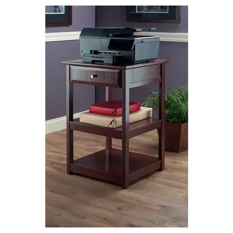 Winsome 30.71" Delta Printer Stand Walnut: Meubles de bureau Mid-Century Modern, 2 étagères et nettoyage ciblé