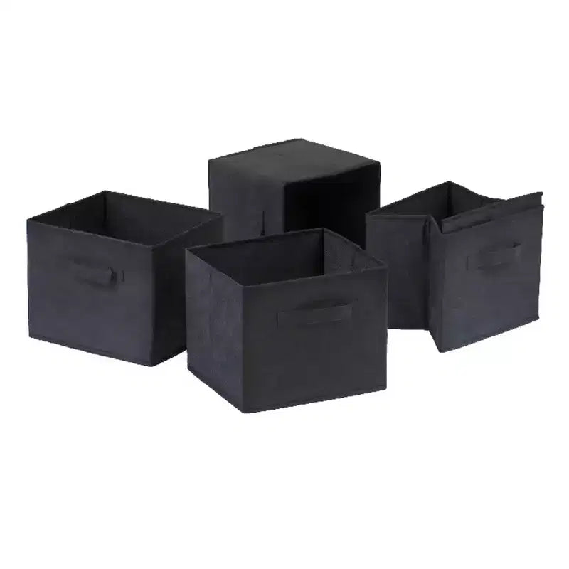 Étagère de rangement 4 pièces Capri avec paniers pliables en tissu Espresso Brown/Black - Winsome : Milieu du siècle moderne, Bois composite