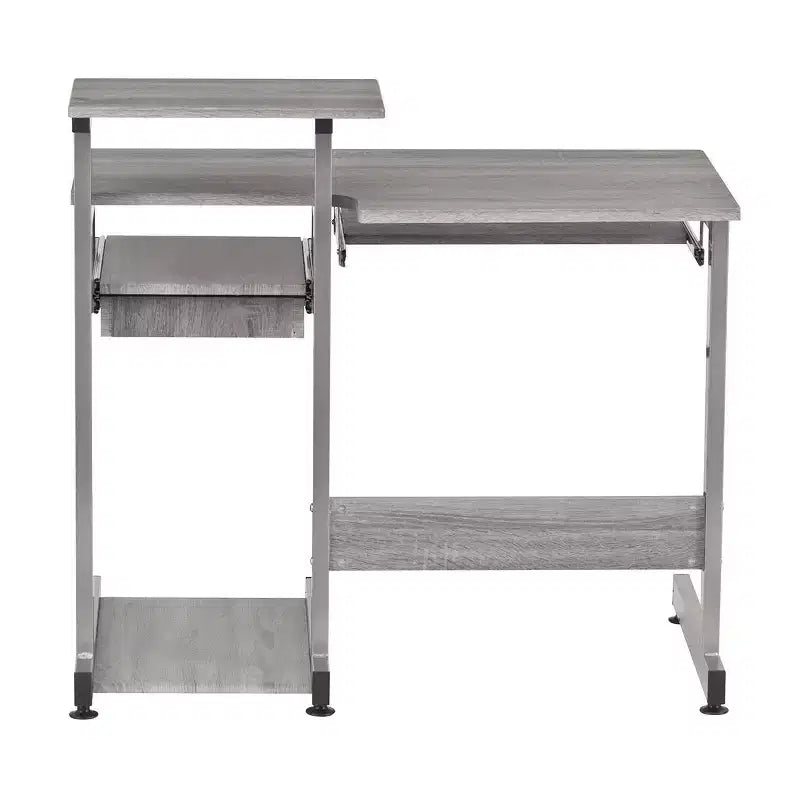 Bureau poste de travail informatique complet gris – Techni Mobili : avec tiroir, structure en acier, surface en MDF
