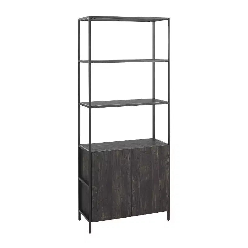 Étagère Jacobsen de 80,5 po Grand frêne brun - Crosley : Style industriel, 5 tablettes de rangement, Structure en acier