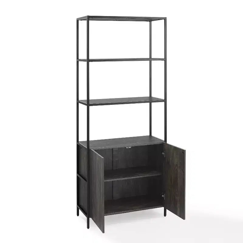 Étagère Jacobsen de 80,5 po Grand frêne brun - Crosley : Style industriel, 5 tablettes de rangement, Structure en acier