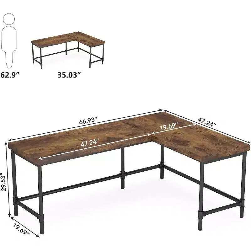 LITTLE TREE Bureau d'angle réversible marron rustique