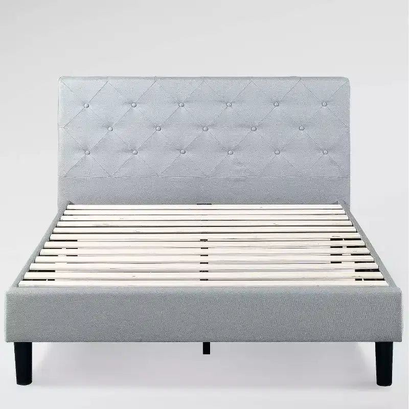 Base de lit plateforme rembourrée Zinus King Shalini Gris clair