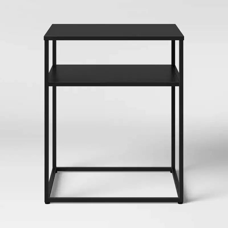 Table d'appoint en métal Glasgow noire - Threshold™ : design carré moderne, aucun assemblage requis