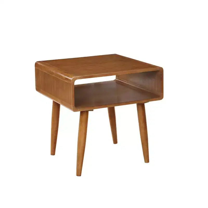 Alborg Accent Table Brown - Boraam Industries: Mid-Century Modern, Hardwood, Metal Hardware, Shelf Storage