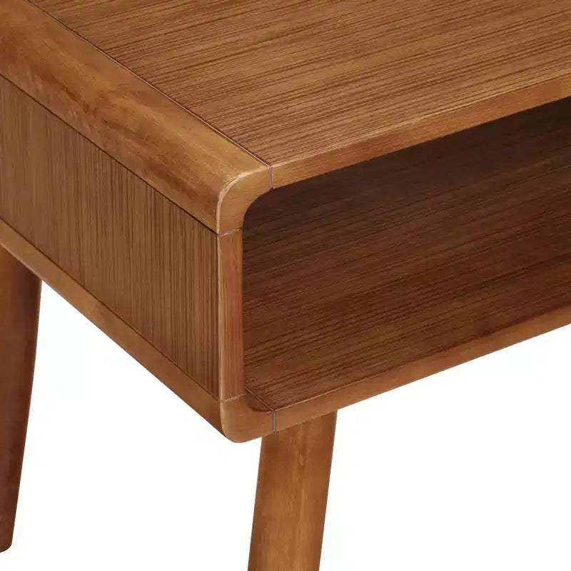 Table d'appoint Alborg marron - Boraam Industries : Mid-century moderne, bois massif, quincaillerie métallique, étagère de rangement