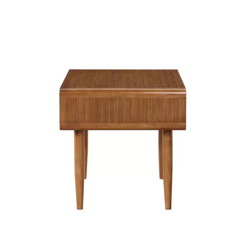 Table d'appoint Alborg marron - Boraam Industries : Mid-century moderne, bois massif, quincaillerie métallique, étagère de rangement