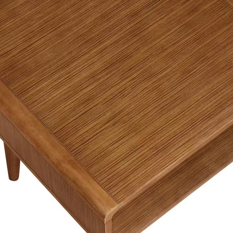 Table d'appoint Alborg marron - Boraam Industries : Mid-century moderne, bois massif, quincaillerie métallique, étagère de rangement