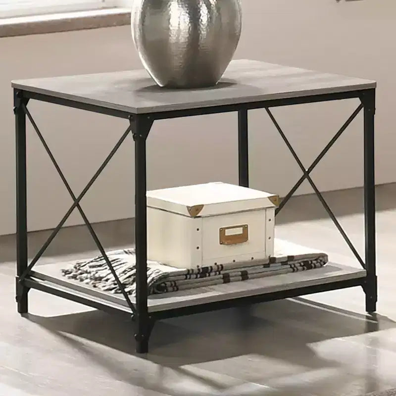 SALON : Table basse 3 pièces et 2 tables d'appoint Rosslea noir/gris