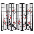 6 ft. Tall Flower Blossom Divider - Black: Oriental Furniture Hardwood Privacy Screen, No Assembly Required