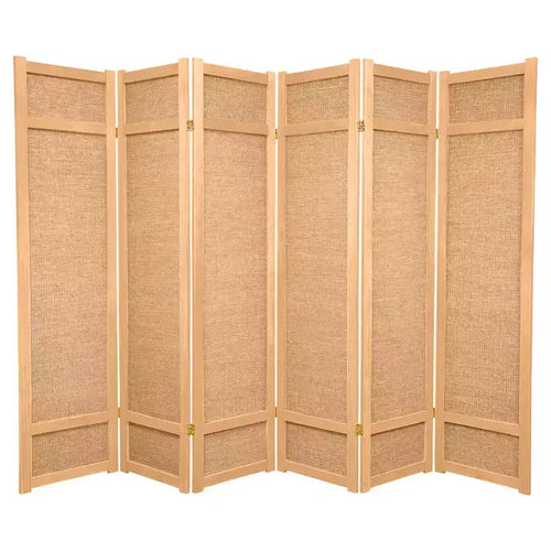 6 ft. Tall Jute Shoji Screen - Natural (6 Panels)