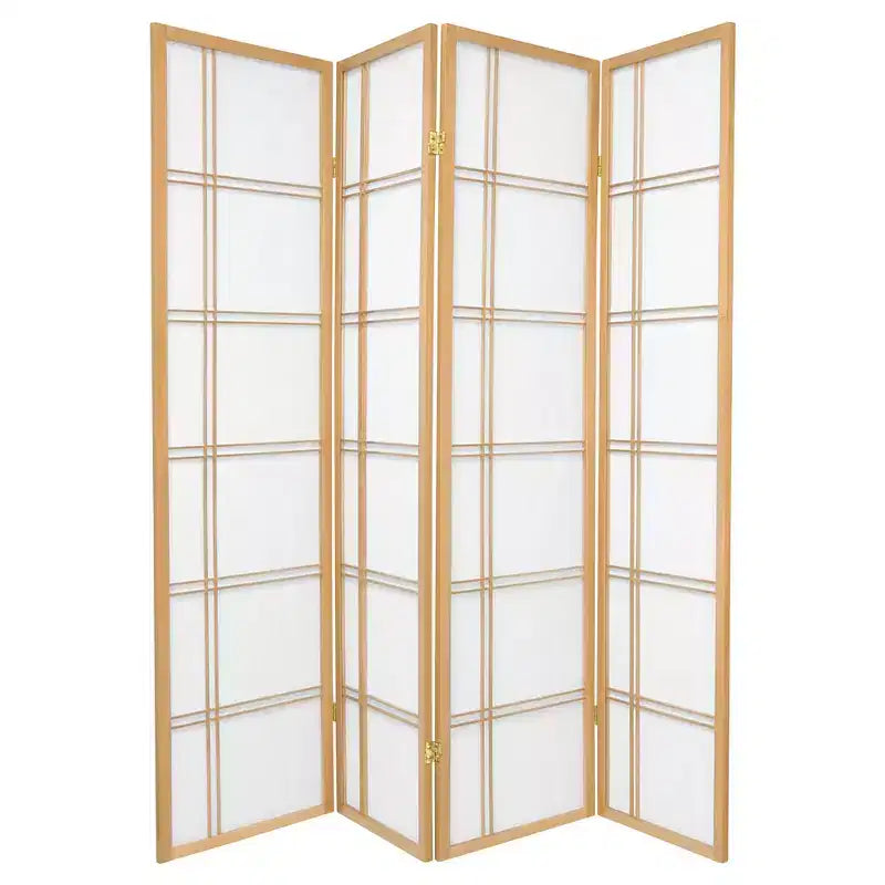6 ft. Tall Double Cross Shoji Screen - Natural (4 Panels)