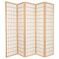 Oriental Furniture 6 ft. Tall Window Pane Shoji Screen - Natural (5 Panels): Hardwood Frame, No Assembly Required