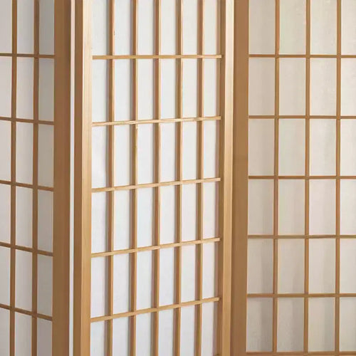 Paravent Shoji à carreaux de 1,5 m de haut - Naturel (4 panneaux)
