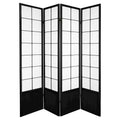 6 ft. Tall Zen Shoji Screen - Black (4 Panels)