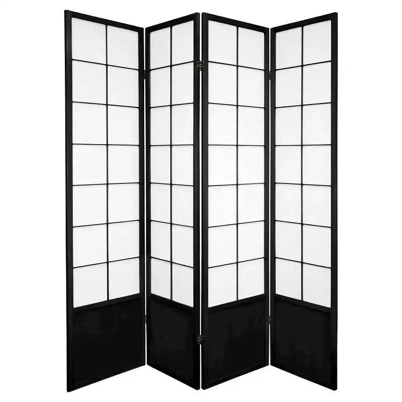 6 ft. Tall Zen Shoji Screen - Black (4 Panels)