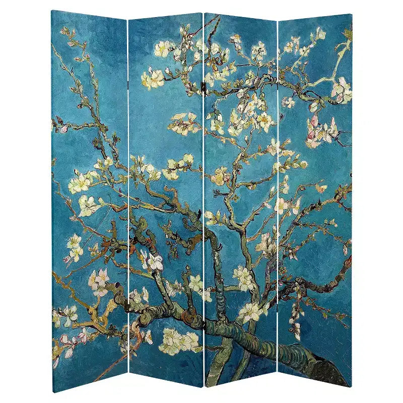 Séparateur de pièce double face miBasics Van Gogh Fine Art, Amandier en fleurs et Champ de blé : Serviettes de table en polyester 20x20 pouces, lavables en machine