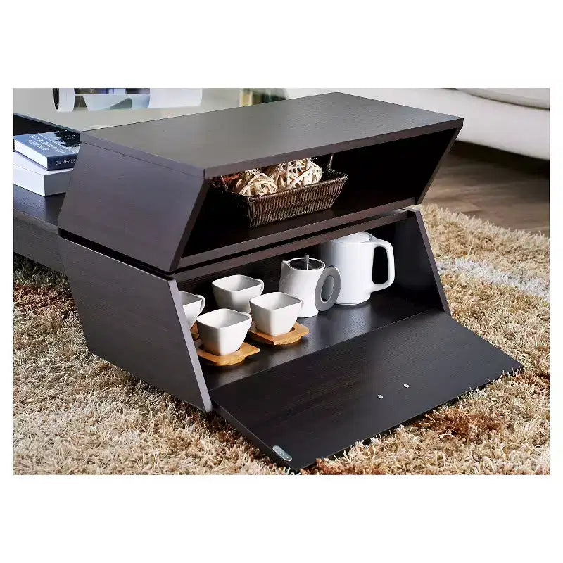 HOMES: Inside + Out Table basse Kayce d'inspiration géométrique moderne, espresso