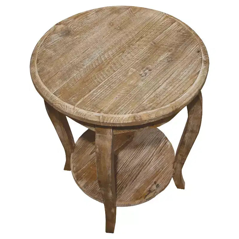 Table de bout ronde brun bois flotté - Meubles Alaterre