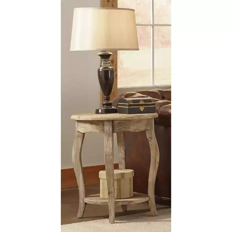 Table de bout ronde brun bois flotté - Meubles Alaterre