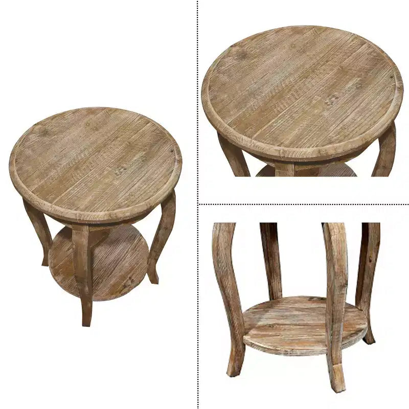 Table de bout ronde brun bois flotté - Meubles Alaterre