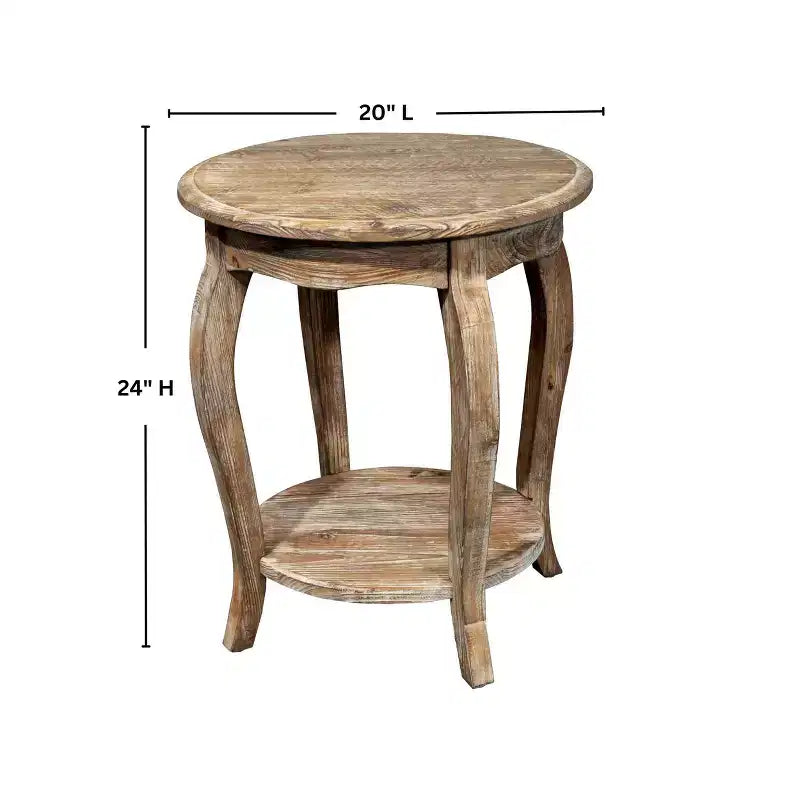 Table de bout ronde brun bois flotté - Meubles Alaterre