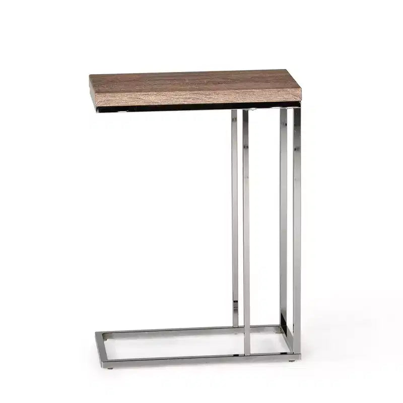 Table d'appoint Lucia marron - Steve Silver : Structure chromée, plateau en bois, design peu encombrant