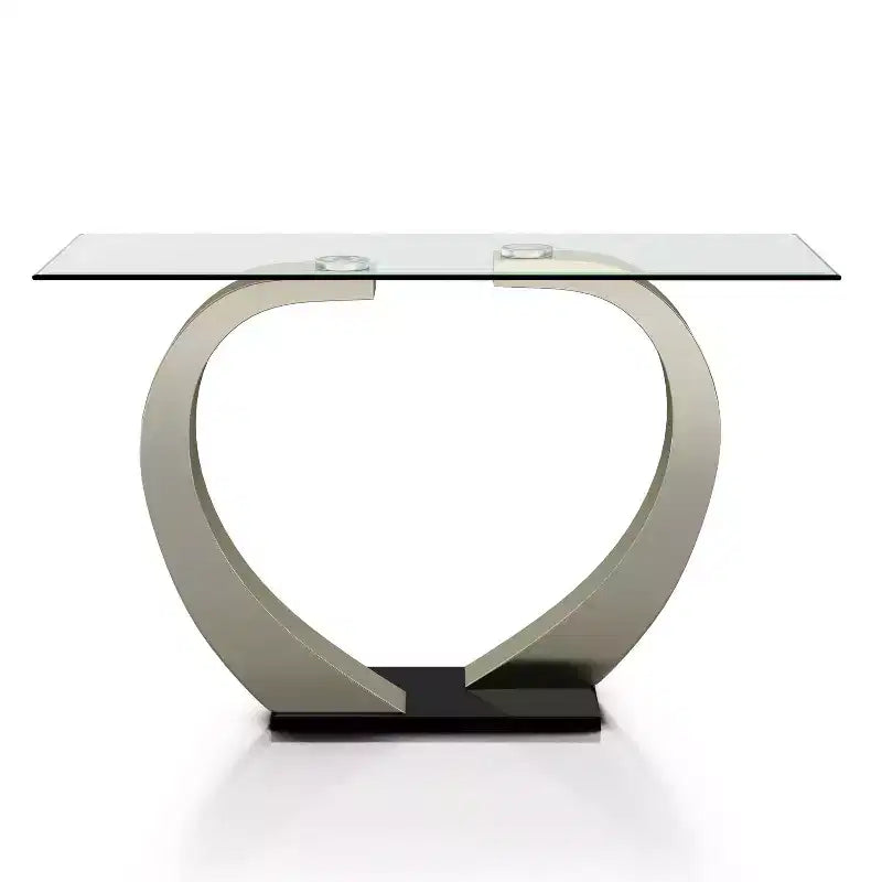 Sylvie Modern Curved Glass Top Sofa Table Silver/Black - HOMES: Inside + Out