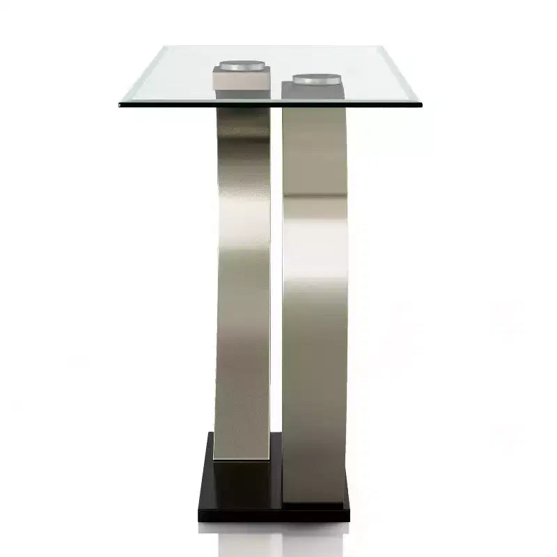 Sylvie Table de canapé moderne incurvée en verre, argent/noir - HOMES: Inside + Out