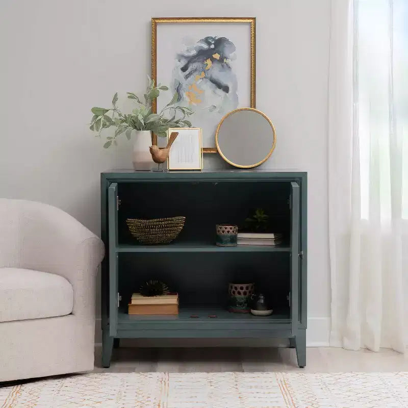 Armoire Jaylan Diamond bleue à 2 portes Powell