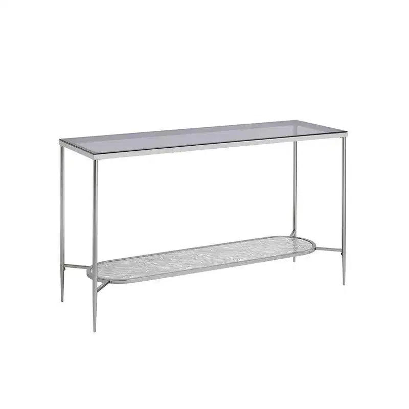 Acme Furniture Table Console Adelrik en Verre avec Finition Chromée