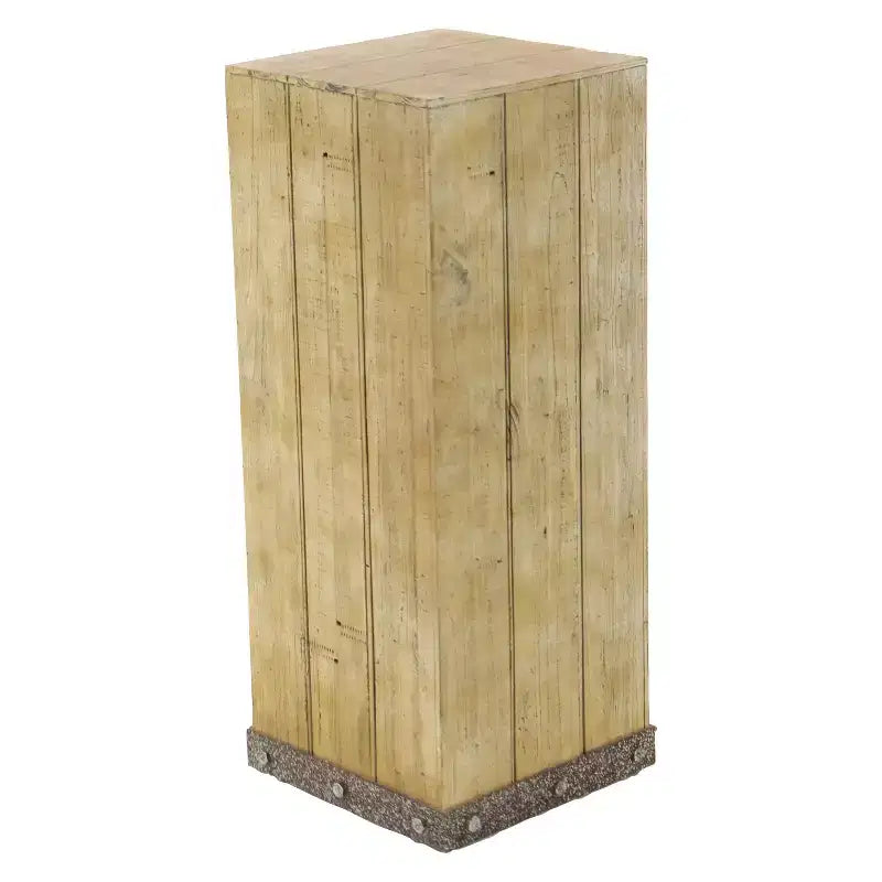 Bois (Lot de 3) Tables d'Appoint Carrées Piedestal Naturel - Olivia & May: Entièrement Assemblé, Utilisation Intérieure