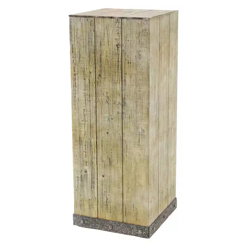 Bois (Lot de 3) Tables d'Appoint Carrées Piedestal Naturel - Olivia & May: Entièrement Assemblé, Utilisation Intérieure