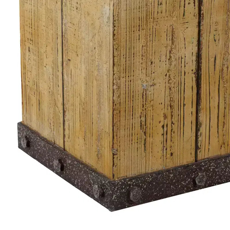 Bois (Lot de 3) Tables d'Appoint Carrées Piedestal Naturel - Olivia & May: Entièrement Assemblé, Utilisation Intérieure
