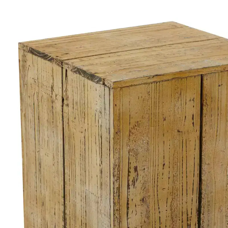 Bois (Lot de 3) Tables d'Appoint Carrées Piedestal Naturel - Olivia & May: Entièrement Assemblé, Utilisation Intérieure