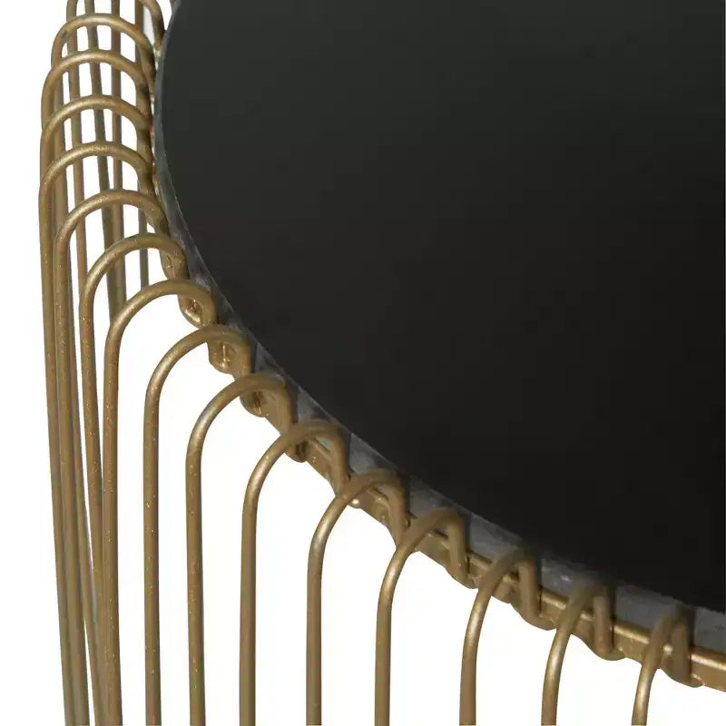 Lot de 2 tables d'appoint rondes en métal et verre doré - Olivia & May : Aucun assemblage requis, utilisation en intérieur, style contemporain
