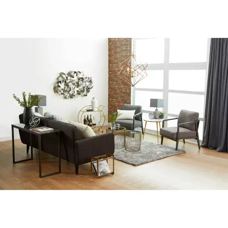 Lot de 2 tables d'appoint rondes en métal et verre doré - Olivia & May : Aucun assemblage requis, utilisation en intérieur, style contemporain
