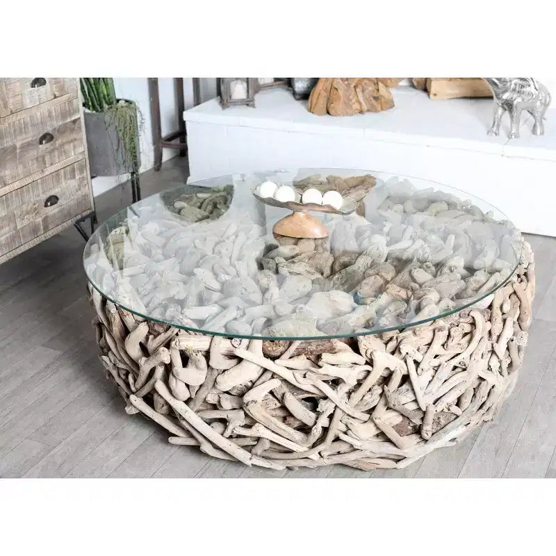 Table basse contemporaine en bois flotté marron - Olivia & May