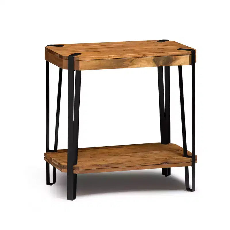 Alaterre Furniture 28 Ryegate Natural Brown Live Edge Solid Wood End Table Metal And Wood