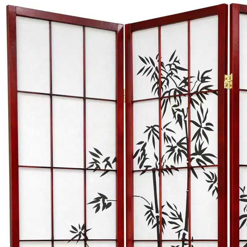 Paravent Shoji en Bambou Porte-Bonheur 6 Panneaux 1,8 m Bois de Rose : Renforcé de fibres, Aucun assemblage requis